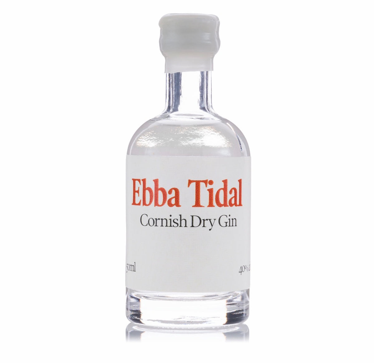 Ebba Tidal Cornish Dry Gin miniature bottle on a white background