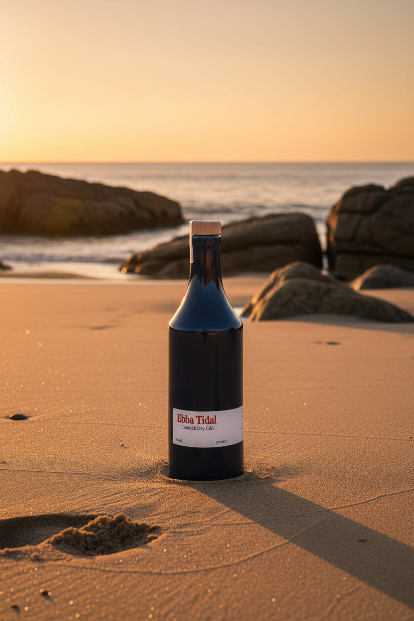 Ebba Tidal ceramic bottle golden hour Cornish beach