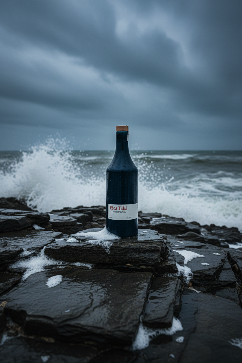 Ebba Tidal ceramic bottle on wet tidal rocks