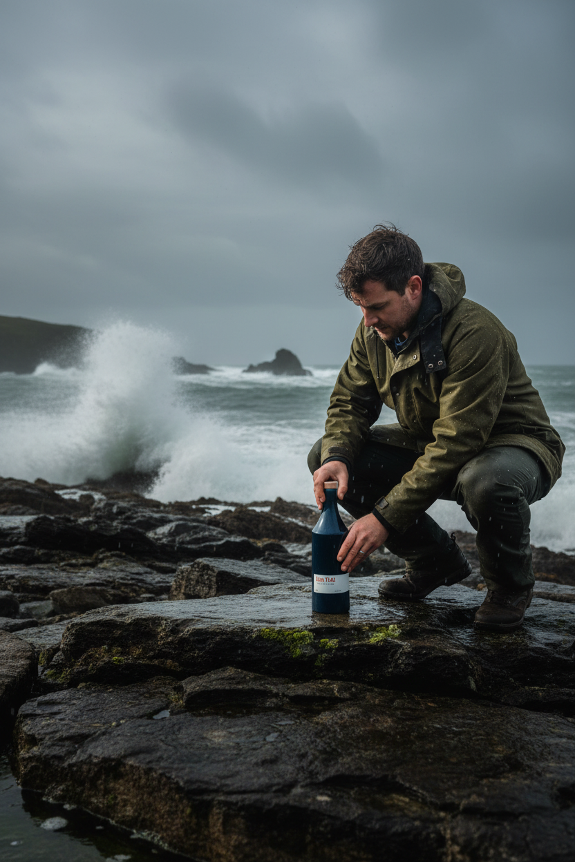 Ebba Tidal man on Cornish rocks