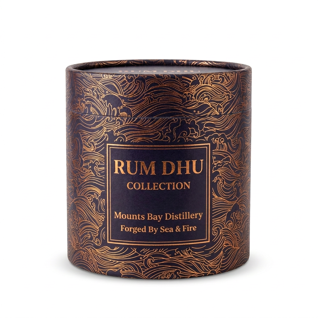 Rum Dhu gift box with corrected Distillery lettering
